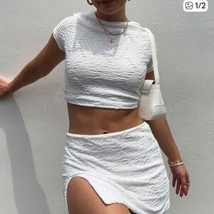 Princess Polly Kian Tall White Lower Impact 2pc Skirt Set sz 4 NWT